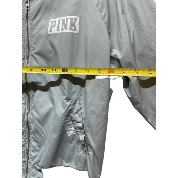 Pink Victoria Secret Light Gray Zip Up Jacket Windbreaker Light Weight Womens S - Picture 3 of 10